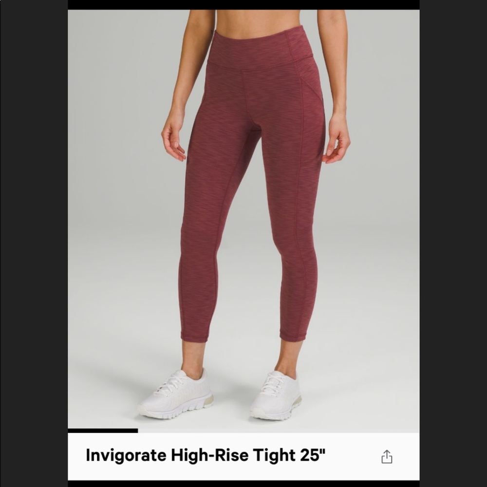 Lululemon Invigorate HR 25” Heathered Mulled Wine size 6